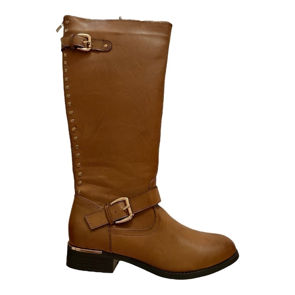 NEW Steve Madden Harlii Studded Cognac Knee High Boots New in Box Women’s 9.5 - Picture 1 of 7